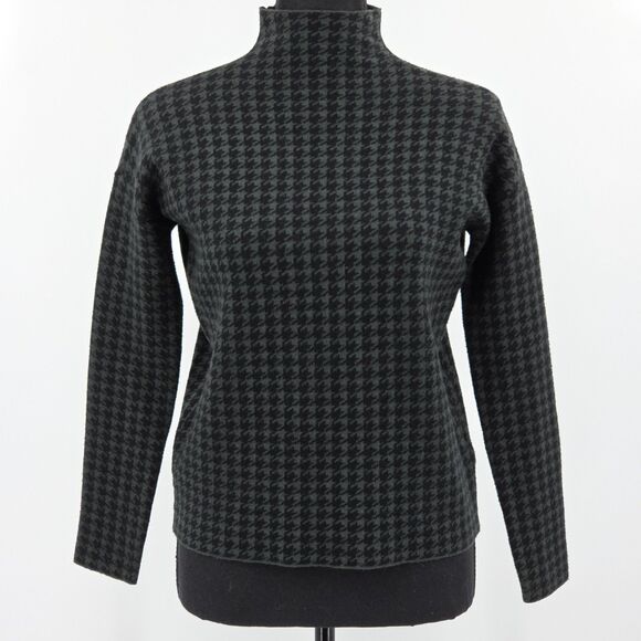 Tahari Funnel Neck Sweater Womens Size XS Green Houndstooth Fall Winter Academia - Picture 1 of 6